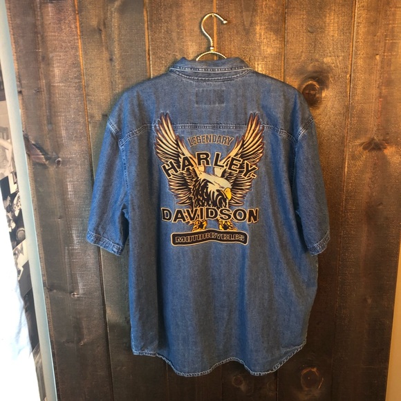 Harley-Davidson Other - Harley Davidson Logo Back Patch Denim Shirt